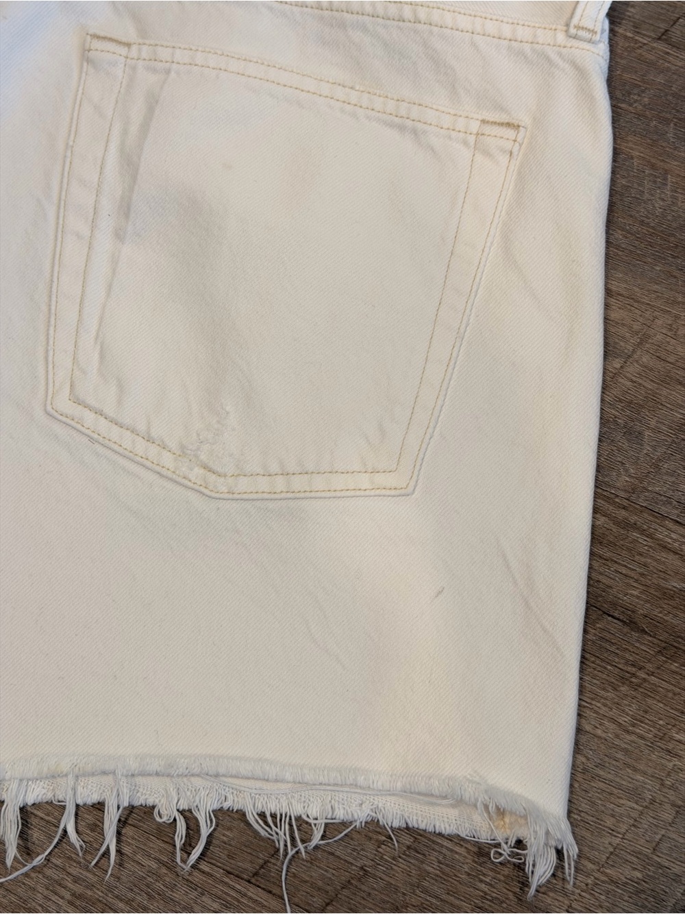 🤍 AGOLDE Parker Denim Shorts White High Rise Button Fly Distressed Size 31 - Picture 7 of 11